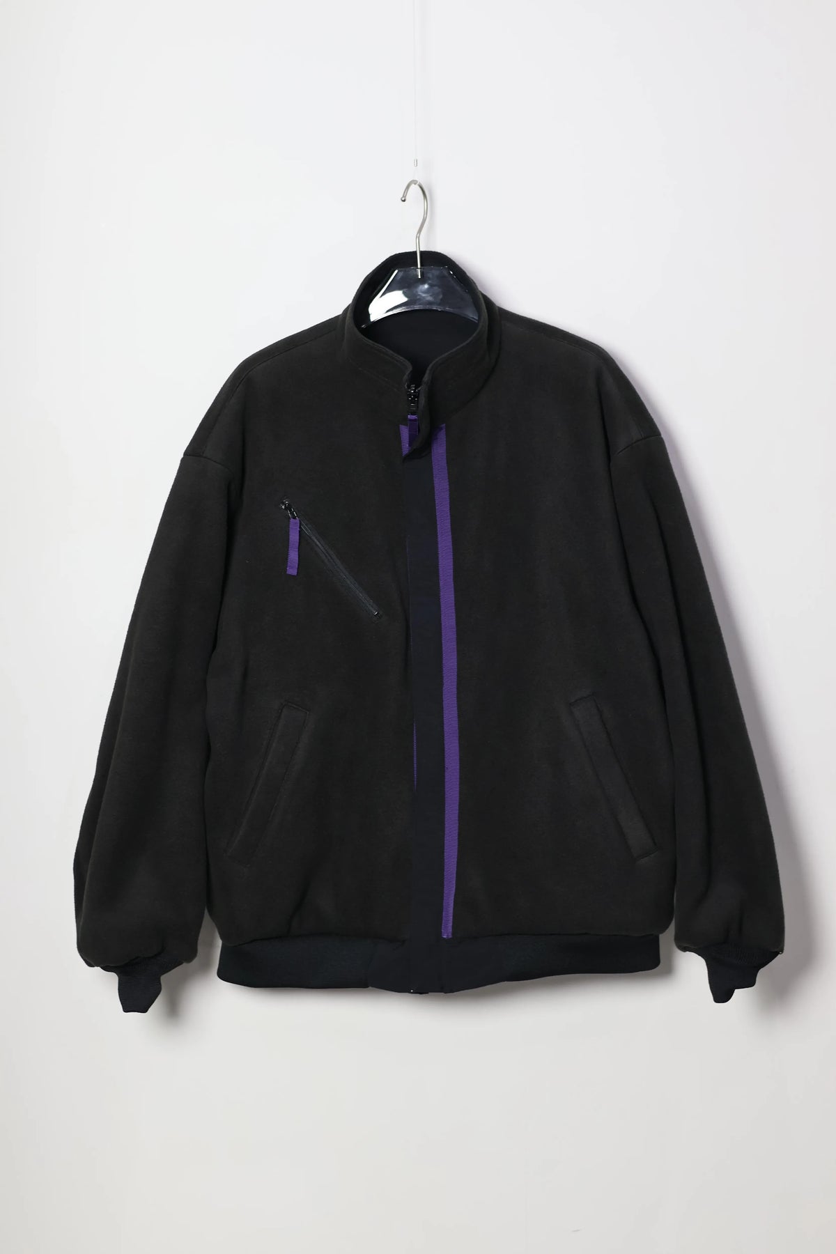 JOHN MASON SMITH / JANE SMITH - NYLON TASLAN REVERSIBLE SHELLED FLEECE JACKET - BLACK