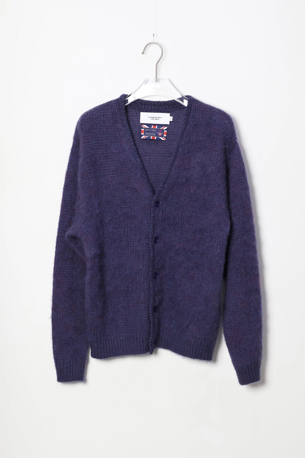 JOHN MASON SMITH / JANE SMITH - 5G BRUSHED JACQUARD CARDIGAN - PURPLE MIX