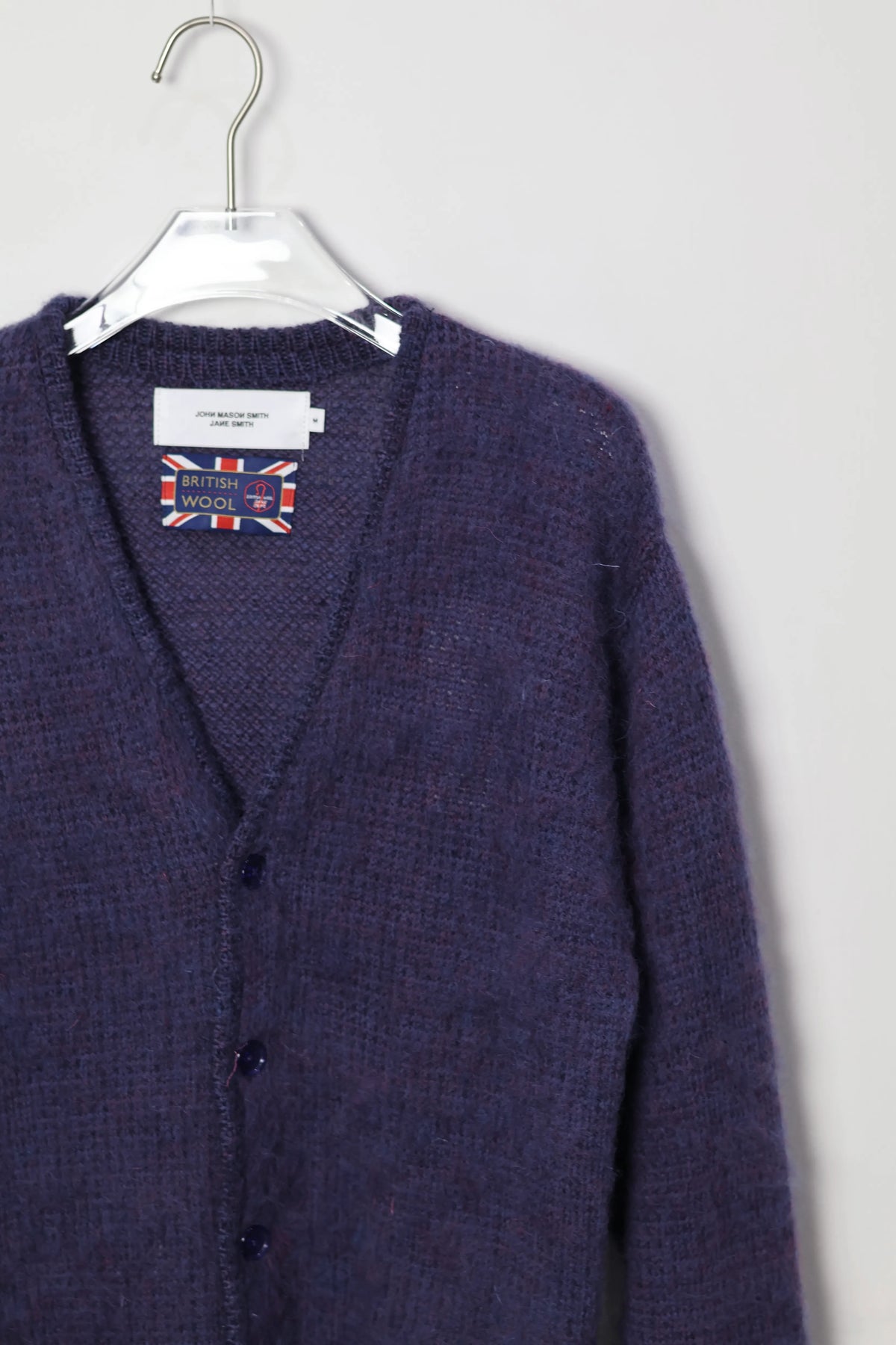 JOHN MASON SMITH / JANE SMITH - 5G BRUSHED JACQUARD CARDIGAN - PURPLE MIX