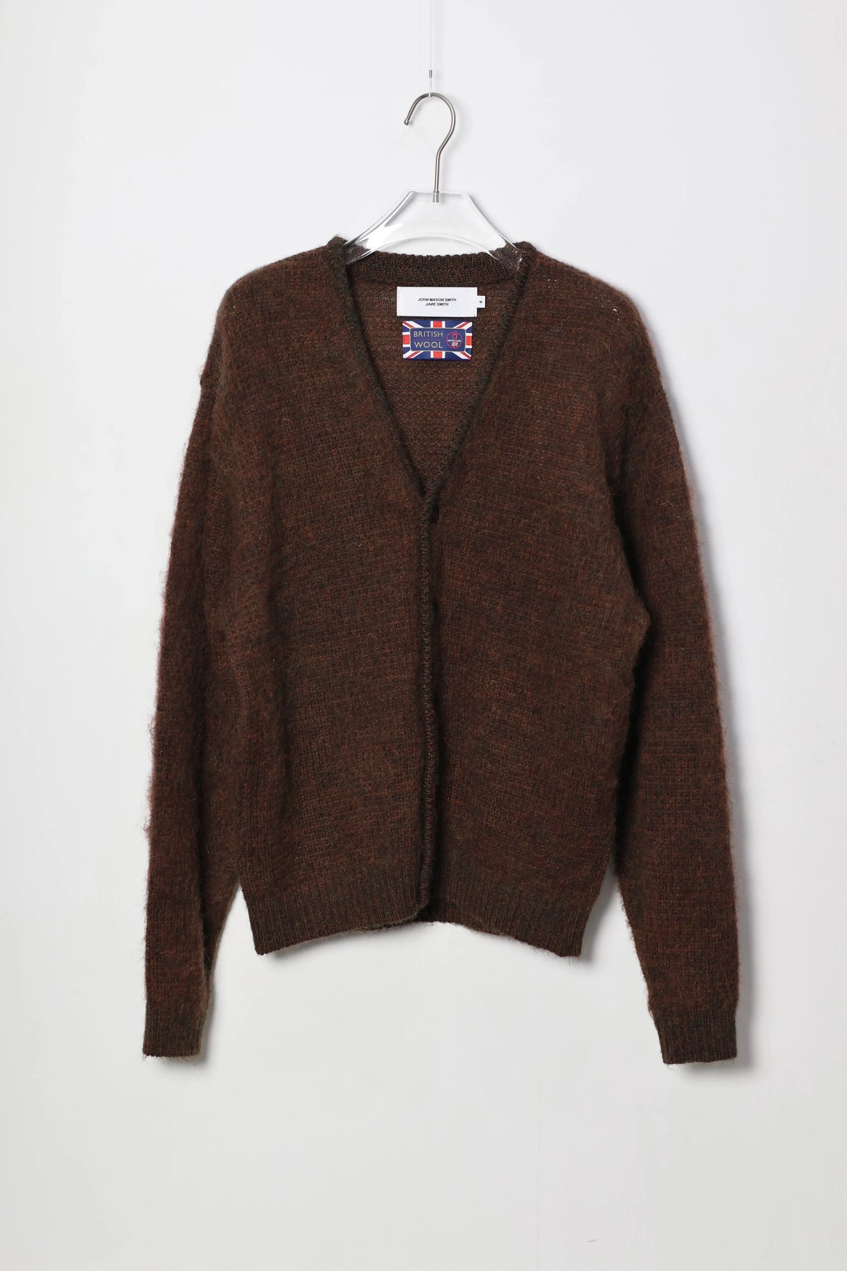 JOHN MASON SMITH / JANE SMITH - 5G BRUSHED JACQUARD CARDIGAN - BROWN MIX