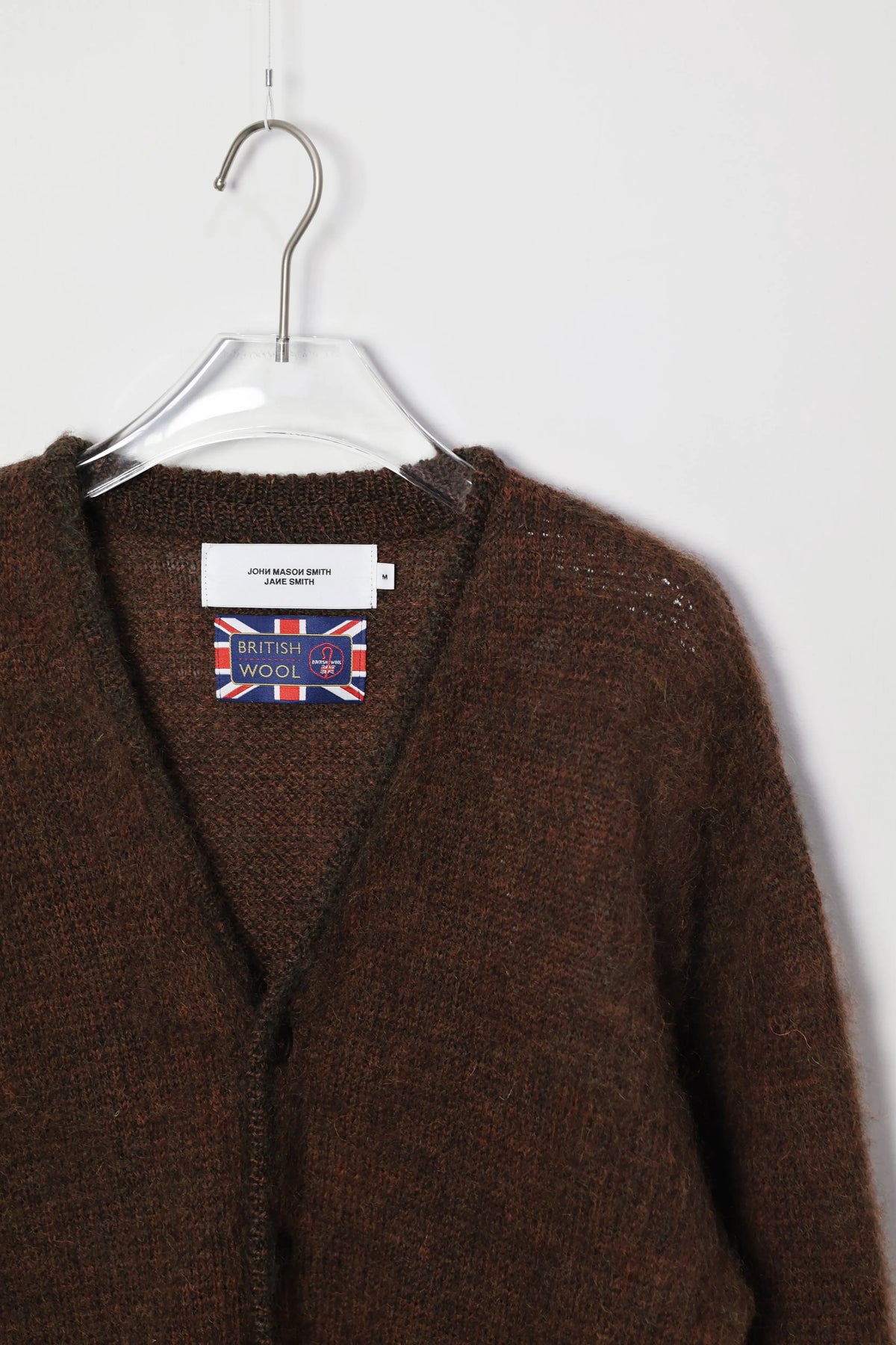 JOHN MASON SMITH / JANE SMITH - 5G BRUSHED JACQUARD CARDIGAN - BROWN MIX