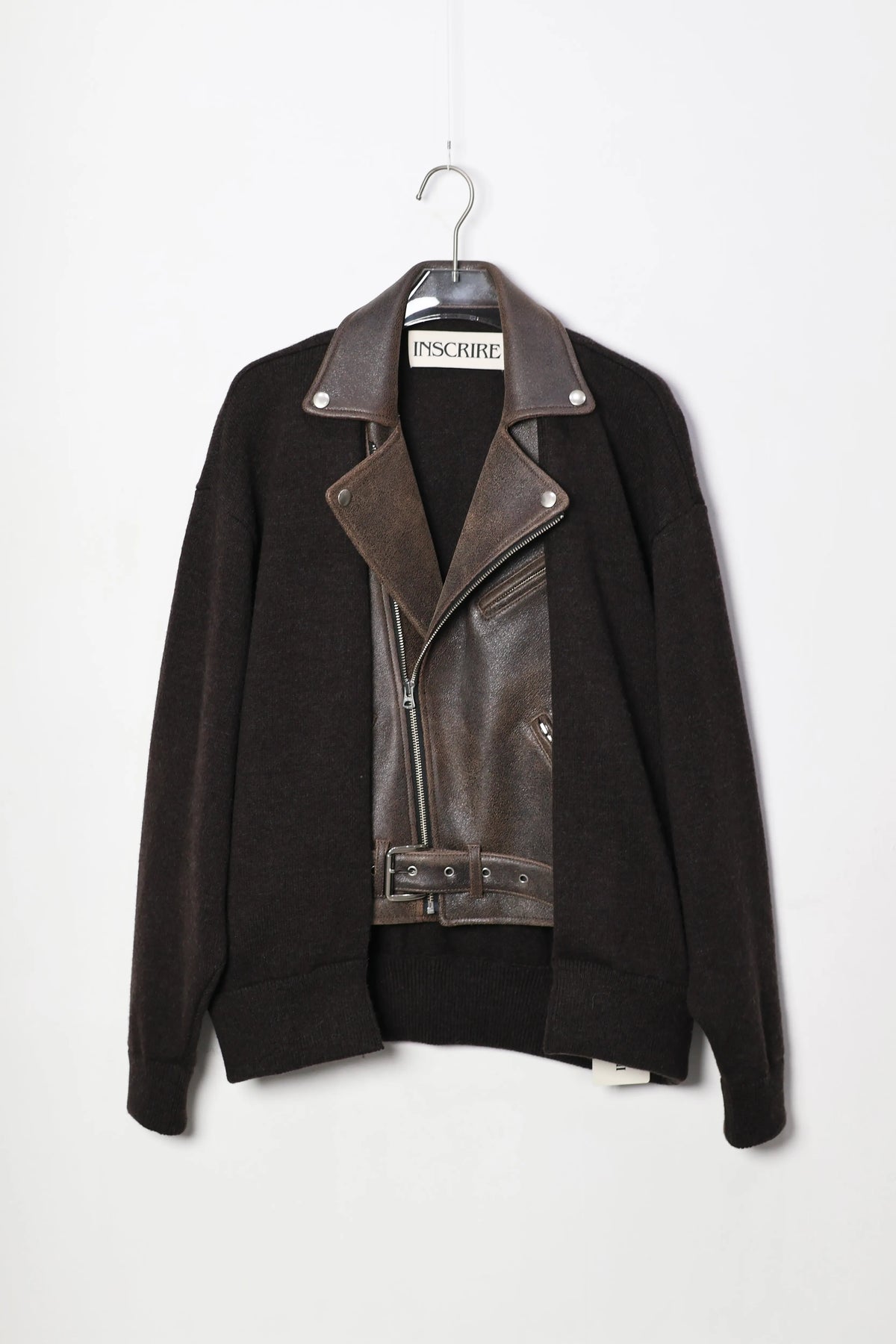 INSCRIRE - Riders Layerd Cardigan - BROWN USED × BROWN