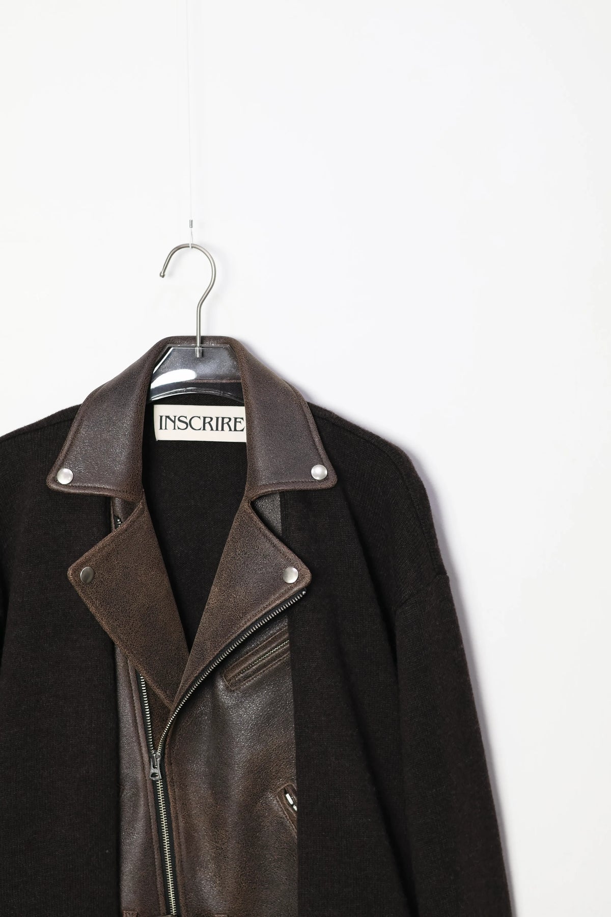 INSCRIRE - Riders Layerd Cardigan - BROWN USED × BROWN