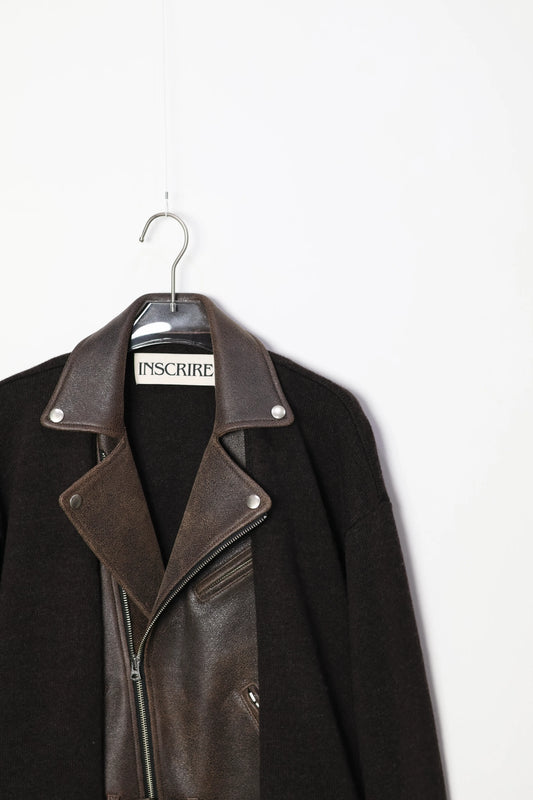 INSCRIRE - Riders Layerd Cardigan - BROWN USED × BROWN