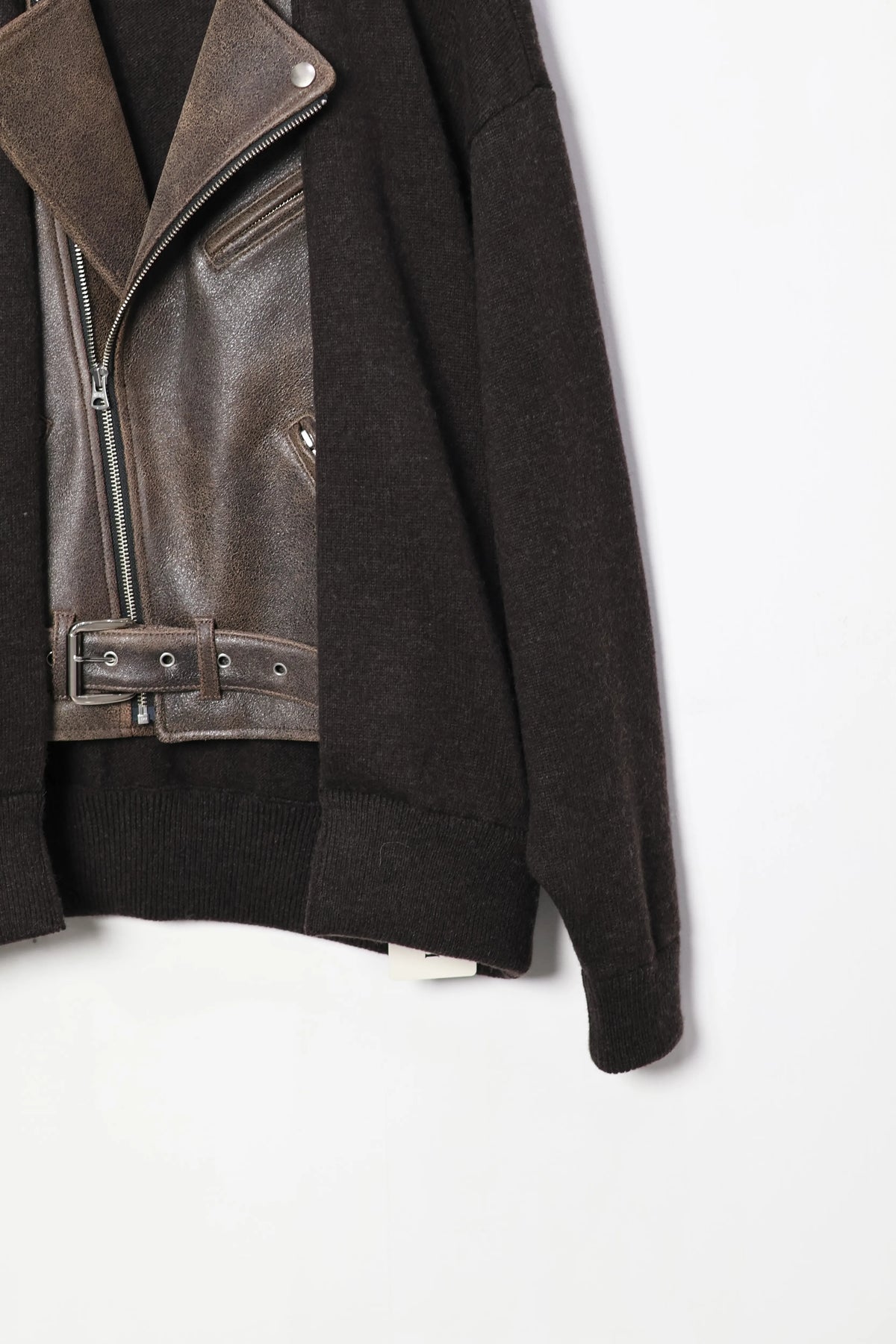INSCRIRE - Riders Layerd Cardigan - BROWN USED × BROWN