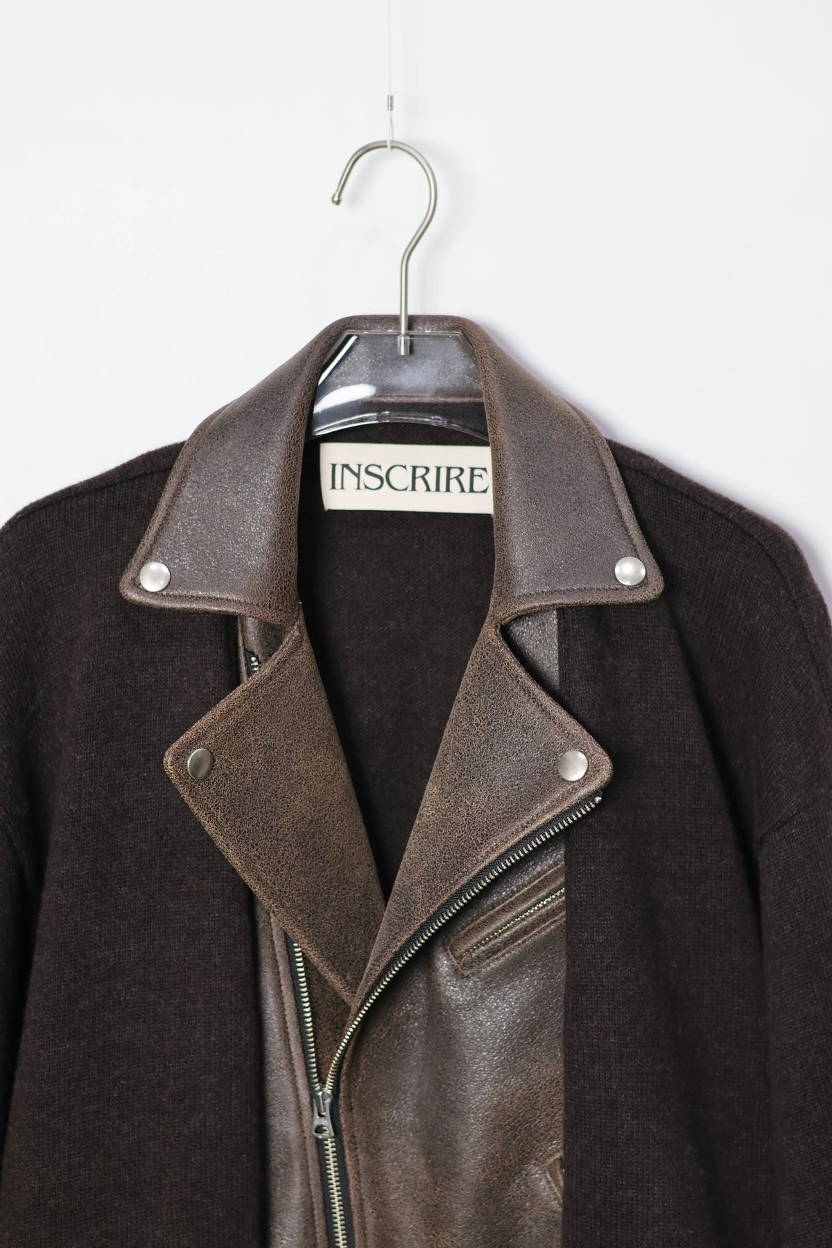 INSCRIRE - Riders Layerd Cardigan - BROWN USED × BROWN