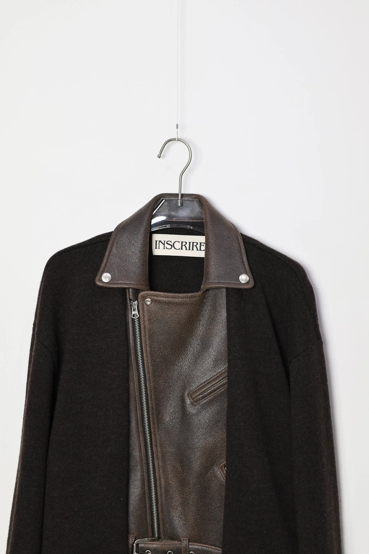 INSCRIRE - Riders Layerd Cardigan - BROWN USED × BROWN