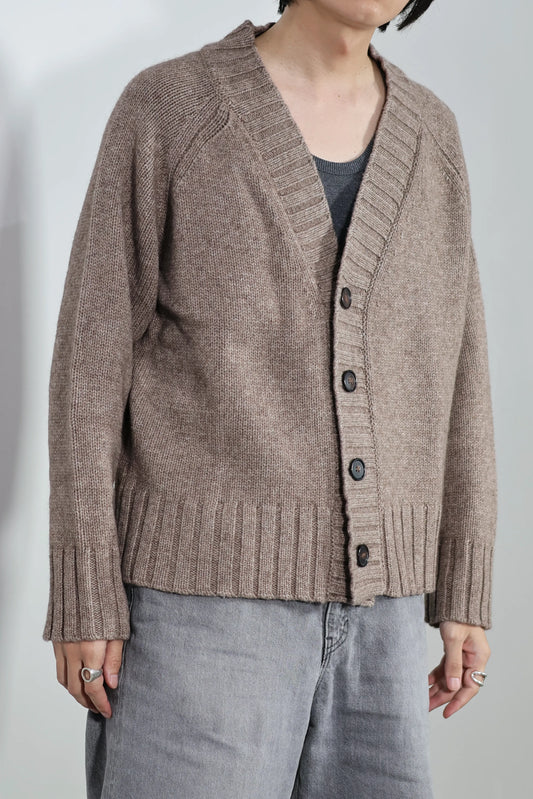 nakedgauge - COMFORT BLEND YARN JAPANESE BAND CARDIGAN - BROWN
