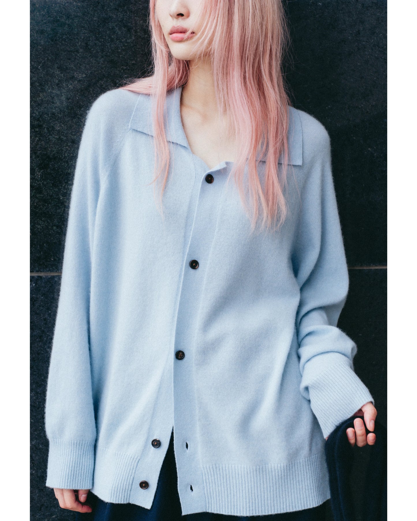 house of naked - INNER MONGORIAN CASHMERE CARDIGAN I - SAXE BLUE