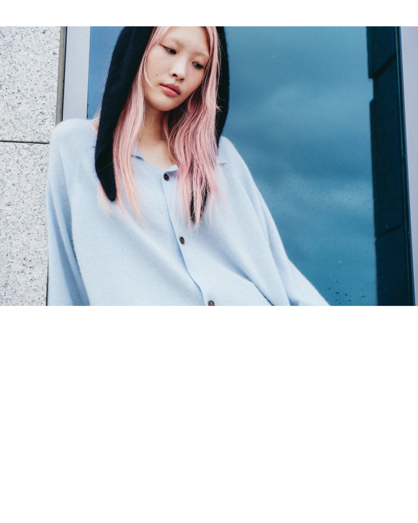 house of naked - INNER MONGORIAN CASHMERE CARDIGAN I - SAXE BLUE