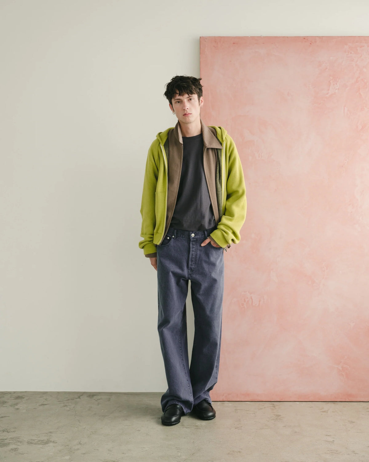 SimplyComplicated - KNITTED ZIP HOODIE - GREEN TEA
