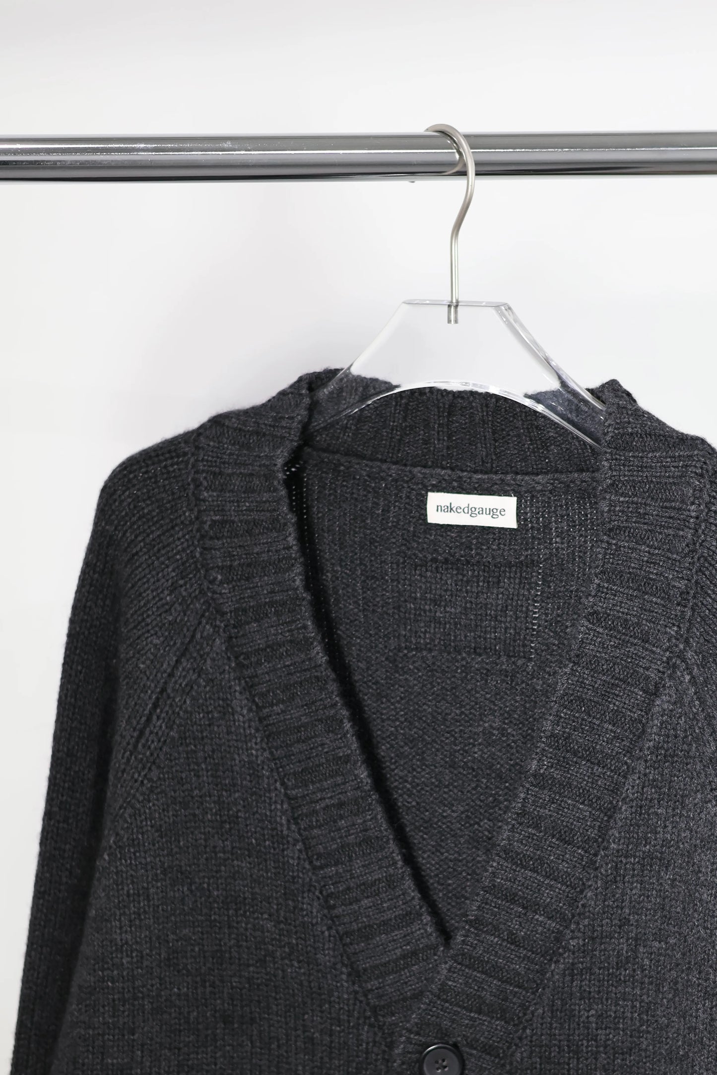 nakedgauge - COMFORT BLEND YARN JAPANESE BAND CARDIGAN - CHARCOAL