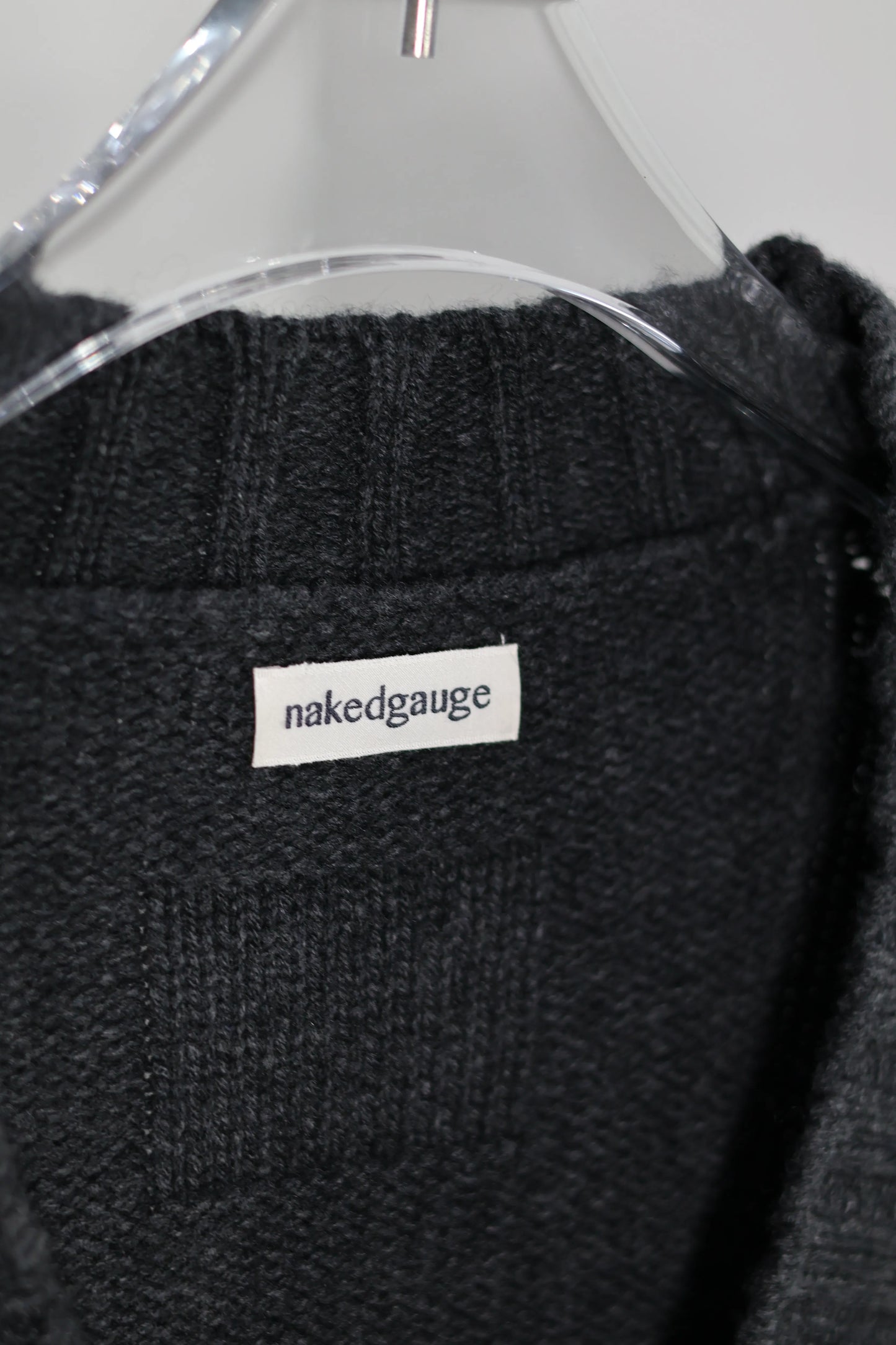 nakedgauge - COMFORT BLEND YARN JAPANESE BAND CARDIGAN - CHARCOAL