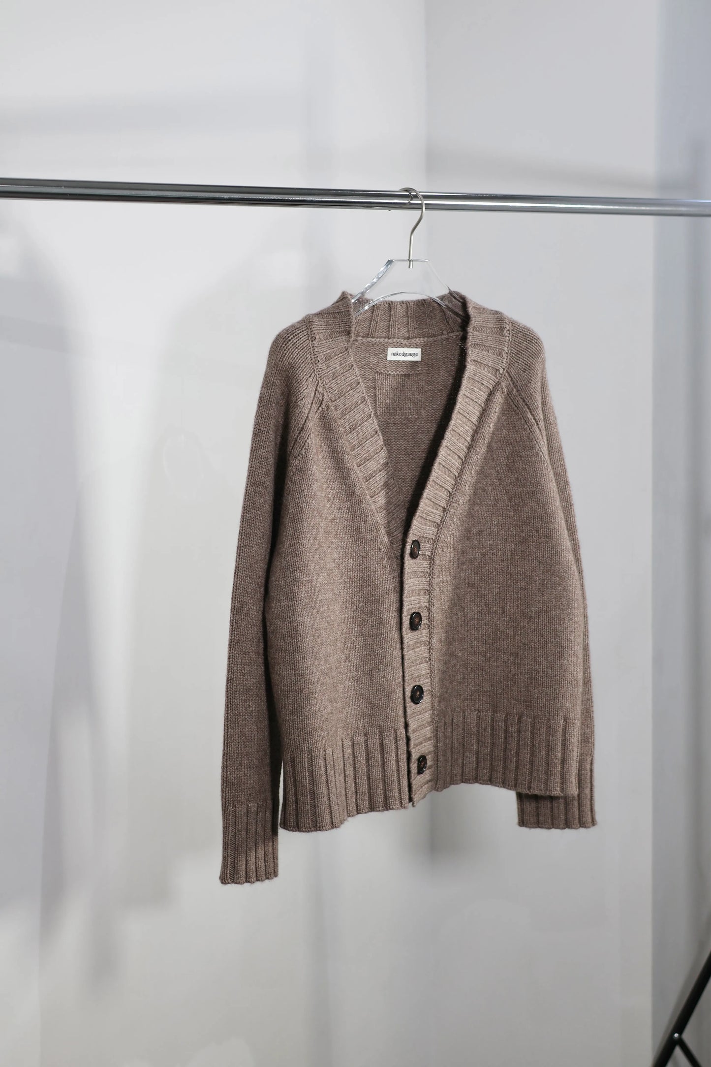 nakedgauge - COMFORT BLEND YARN JAPANESE BAND CARDIGAN - BROWN