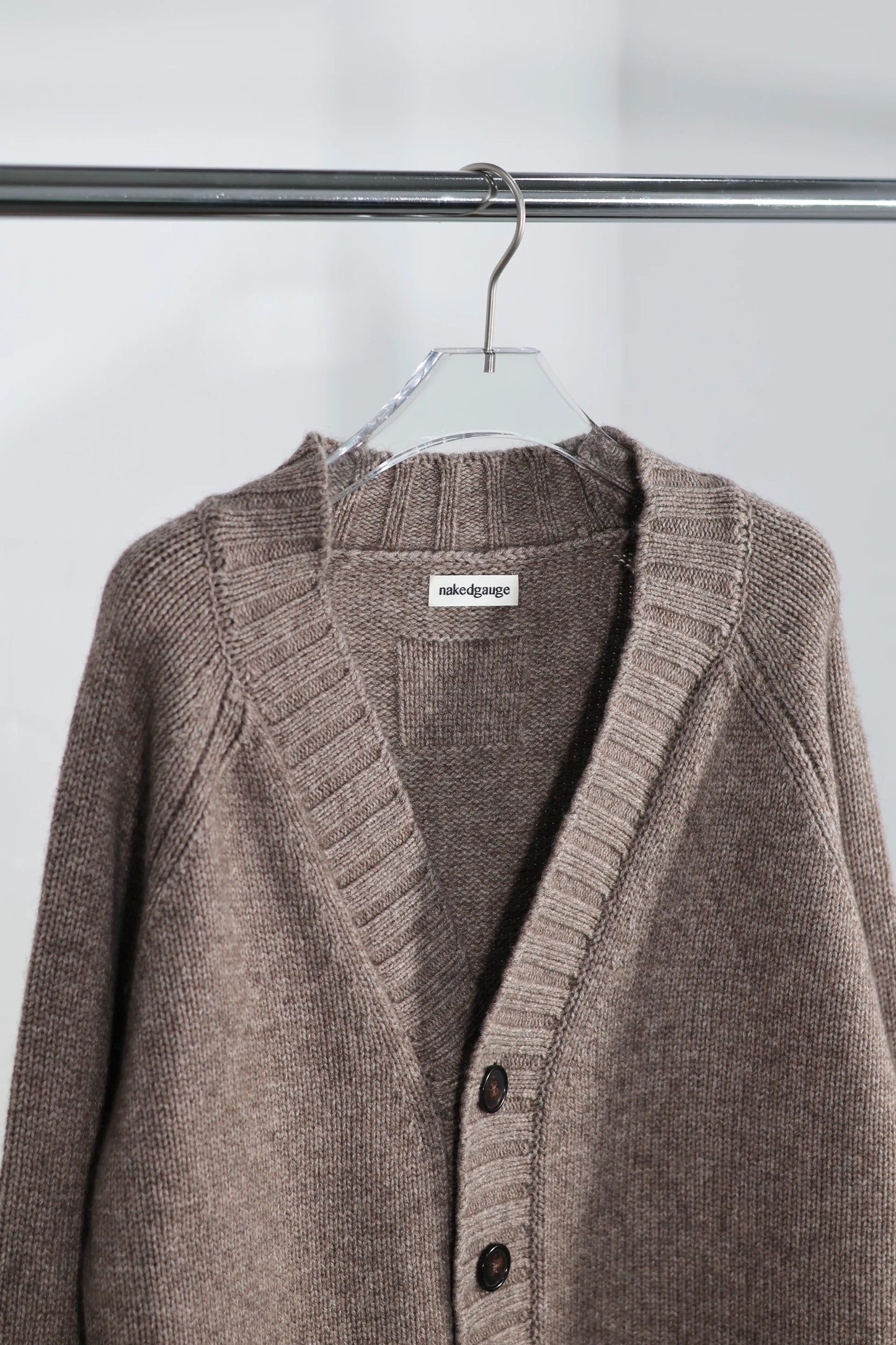 nakedgauge - COMFORT BLEND YARN JAPANESE BAND CARDIGAN - BROWN