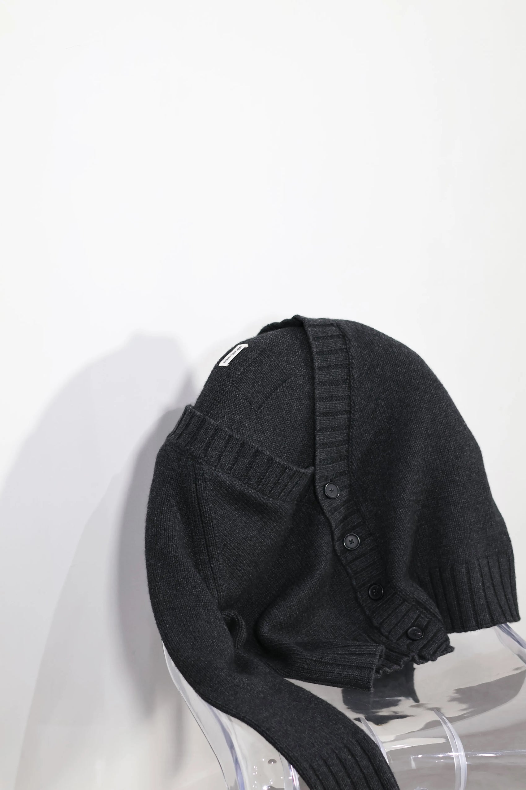 nakedgauge - COMFORT BLEND YARN JAPANESE BAND CARDIGAN - CHARCOAL
