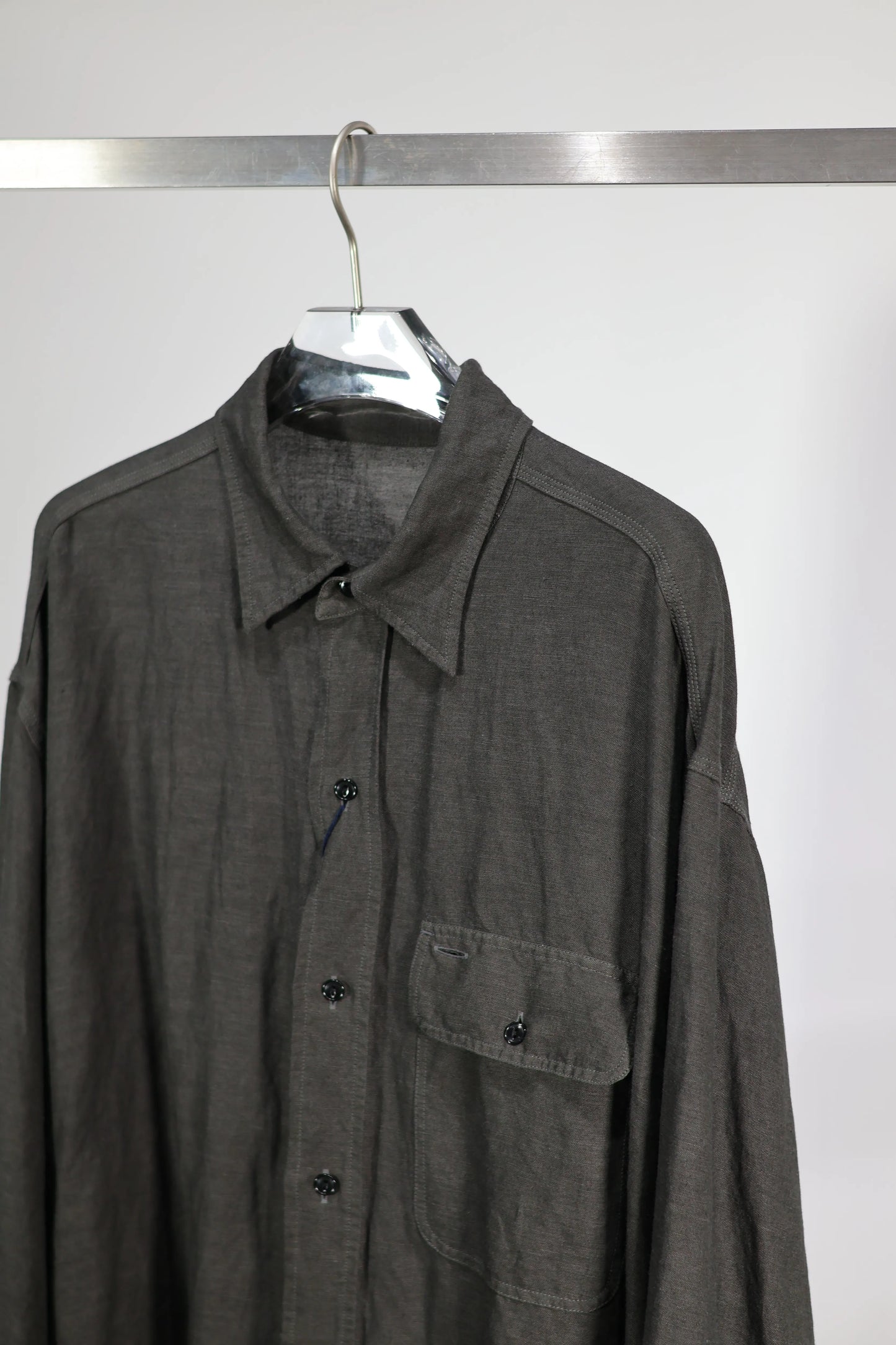 YLÈVE - VISCOSE LINEN SHIRT - CHARCOAL