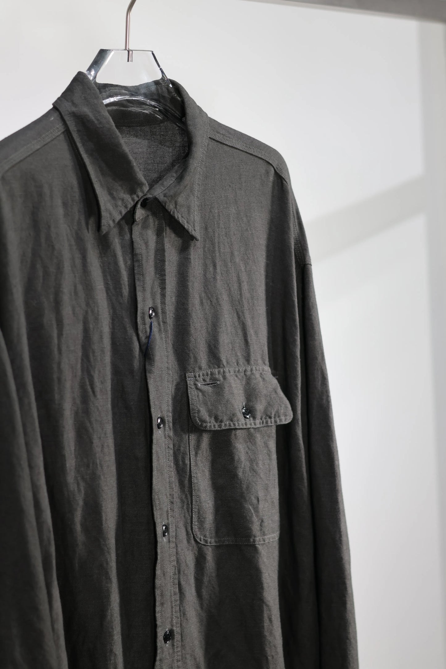 YLÈVE - VISCOSE LINEN SHIRT - CHARCOAL