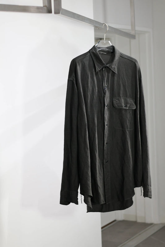 YLÈVE - VISCOSE LINEN SHIRT - CHARCOAL