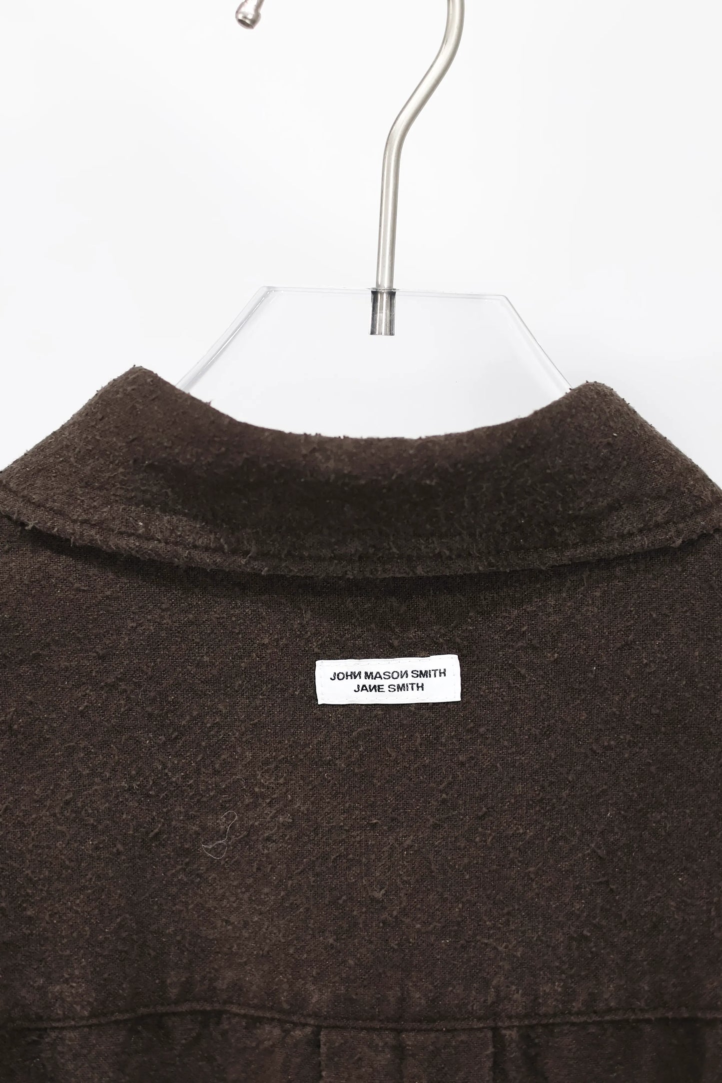JOHN MASON SMITH / JANE SMITH - SILK NOIL GARMENT DYE OVERSIZED REGULAR COLLAR SHIRT - BROWN
