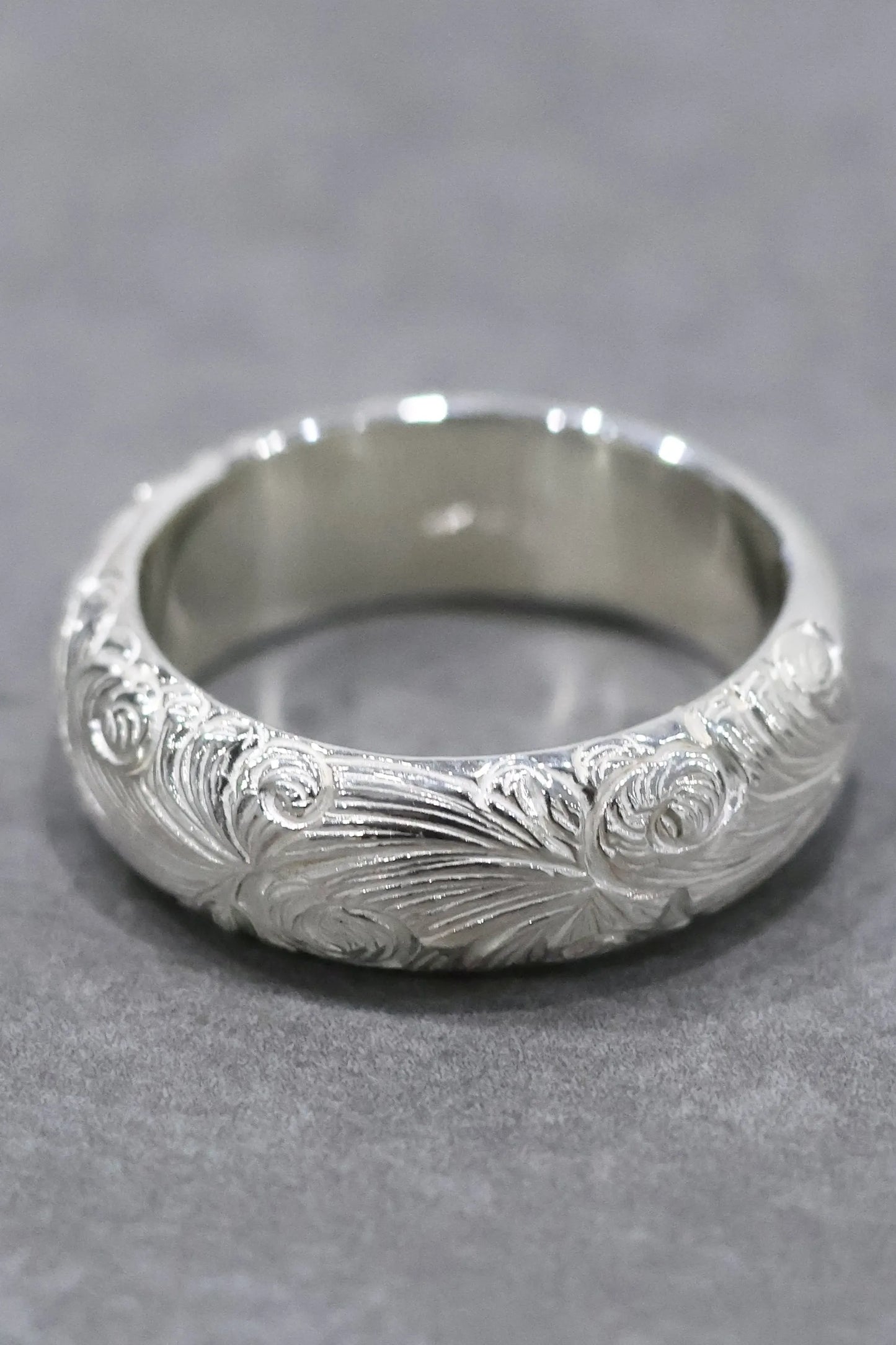 WAKAN SILVER SMITH - Arabesque half round ring M - SILVER
