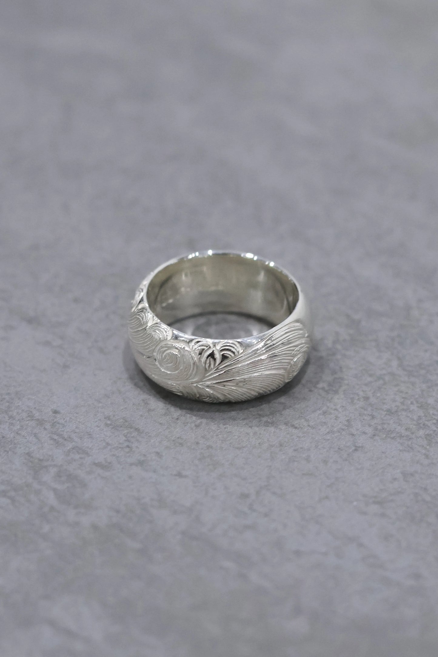 WAKAN SILVER SMITH - Arabesque half round ring L - SILVER
