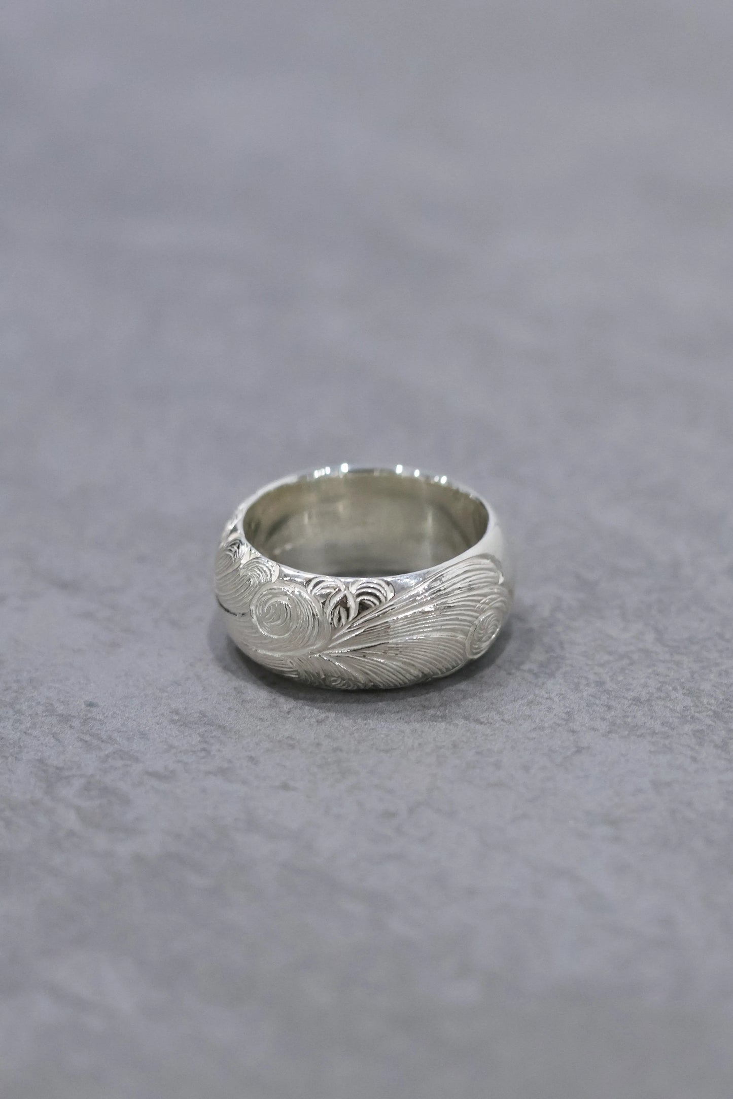 WAKAN SILVER SMITH - Arabesque half round ring L - SILVER