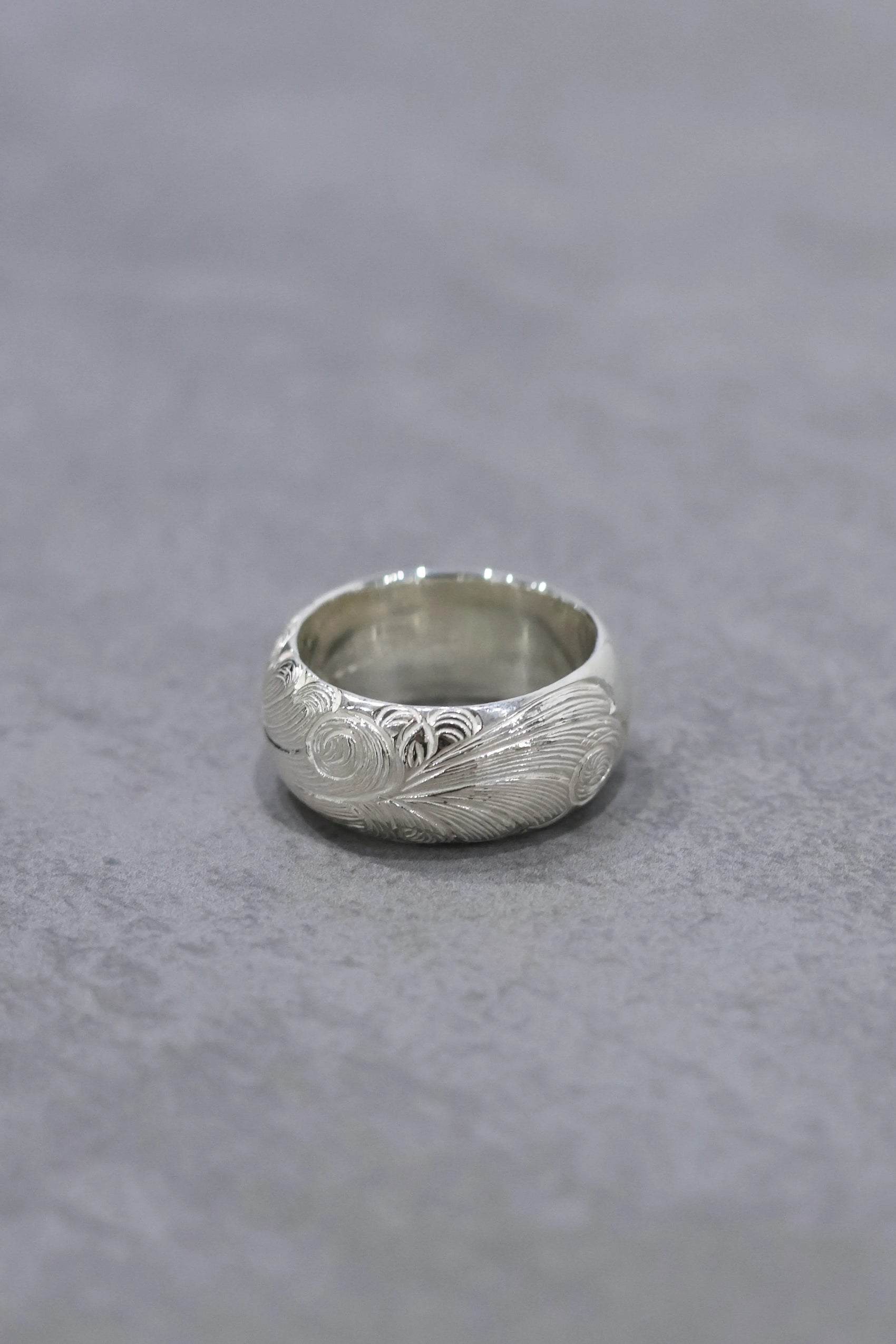 WAKAN SILVER SMITH - Arabesque half round ring L - SILVER