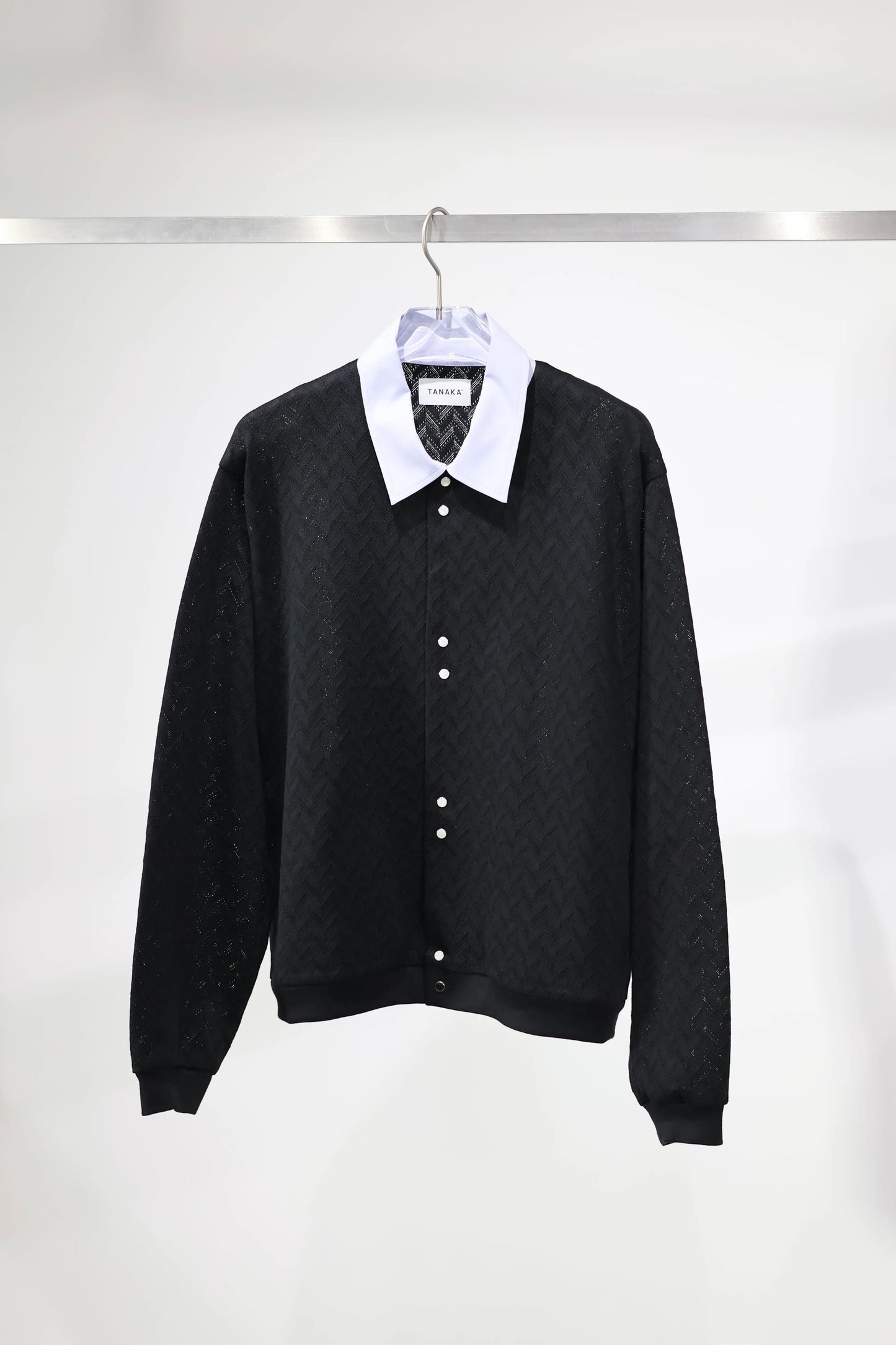 TANAKA - JERSEY CARDIGAN - BLACK HERRINGBONE