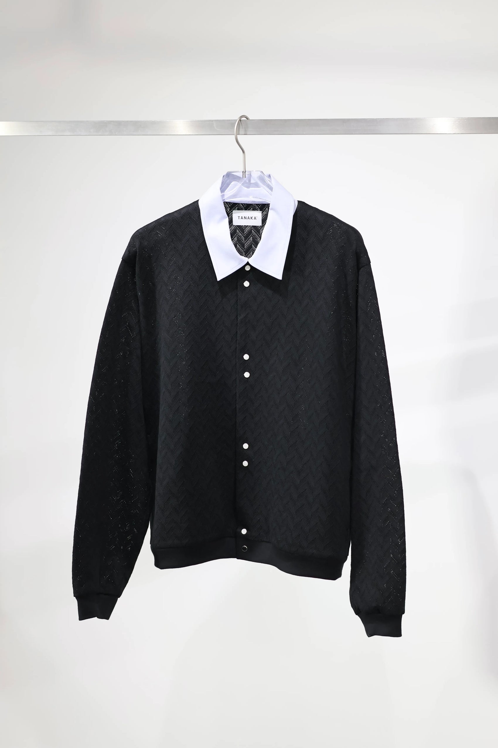 TANAKA - JERSEY CARDIGAN - BLACK HERRINGBONE