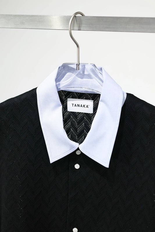 TANAKA - JERSEY CARDIGAN - BLACK HERRINGBONE