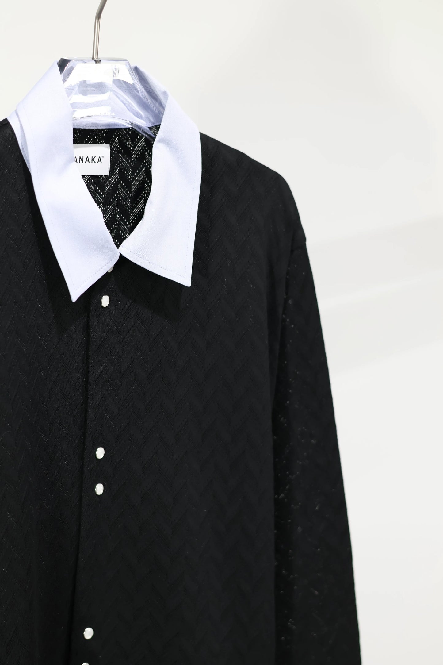 TANAKA - JERSEY CARDIGAN - BLACK HERRINGBONE