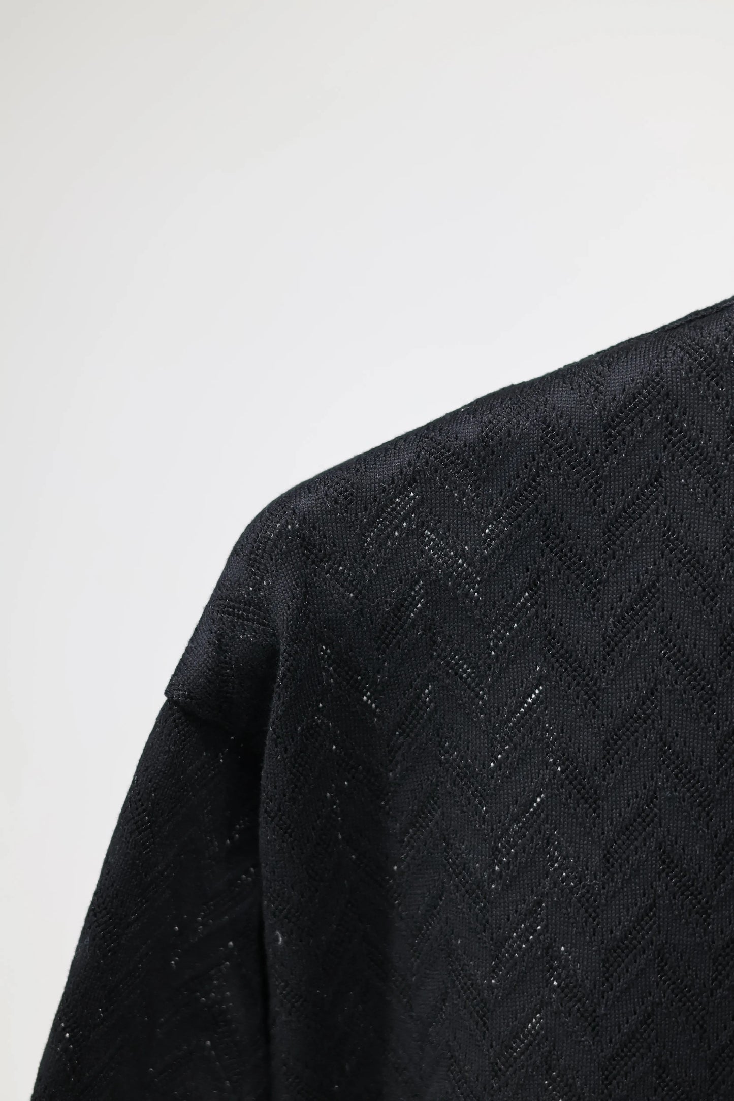 TANAKA - JERSEY CARDIGAN - BLACK HERRINGBONE