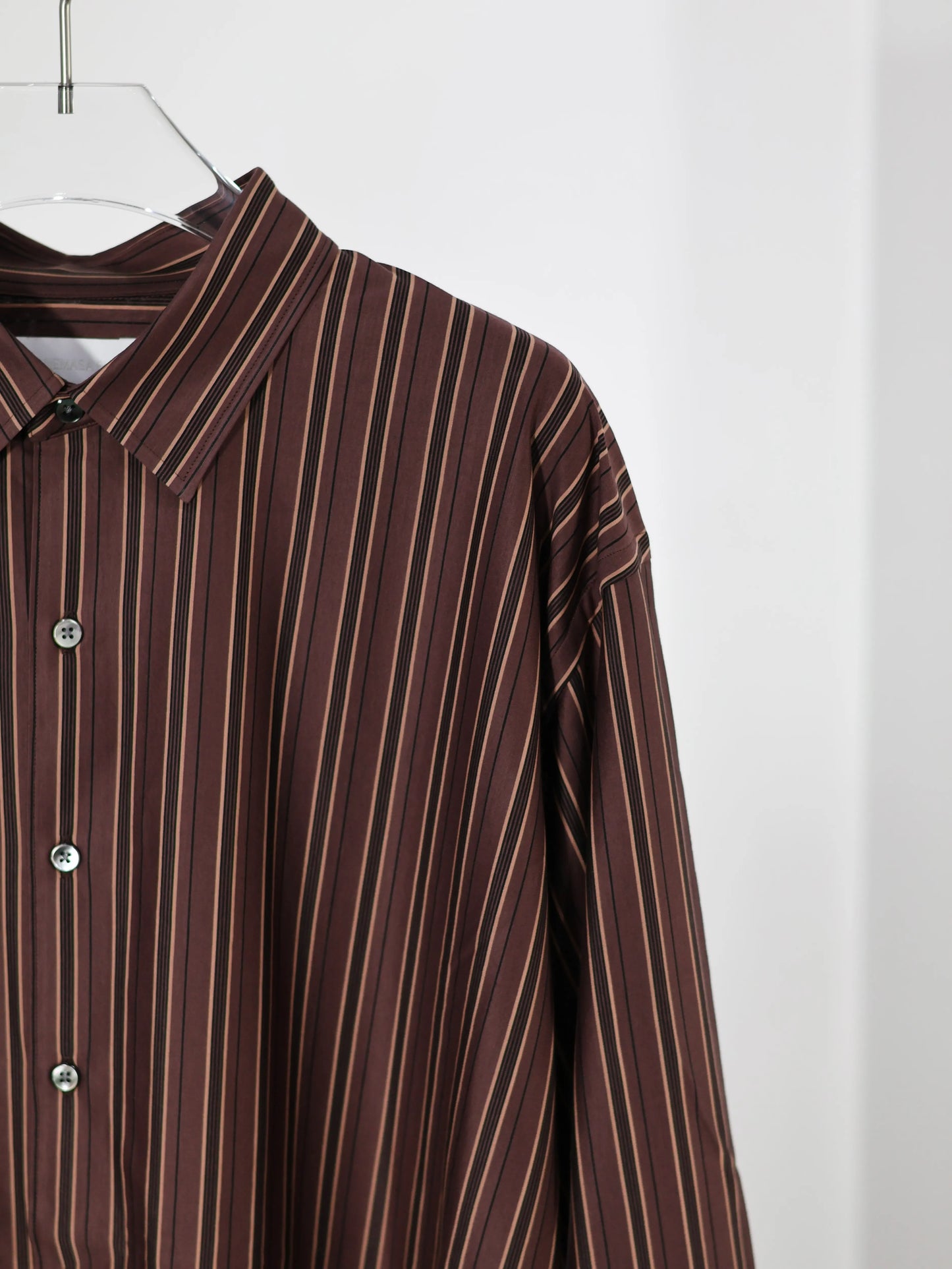 KANEMASA PHIL. - 46G Atmosphere Stripe Shirt - BROWN(Rustic Brown)