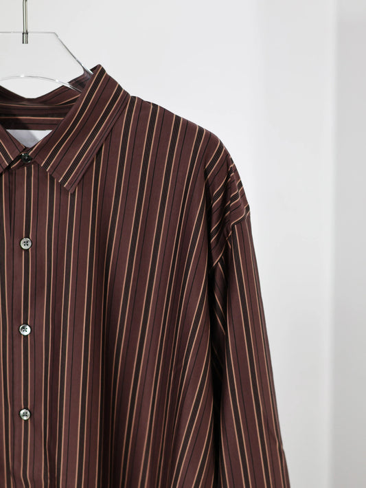 KANEMASA PHIL. - 46G Atmosphere Stripe Shirt - BROWN(Rustic Brown)