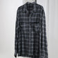 YLÈVE - BRUSHED RAYON CHECK OPEN/COLLAR SHIRT - GREY