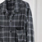 YLÈVE - BRUSHED RAYON CHECK OPEN/COLLAR SHIRT - GREY