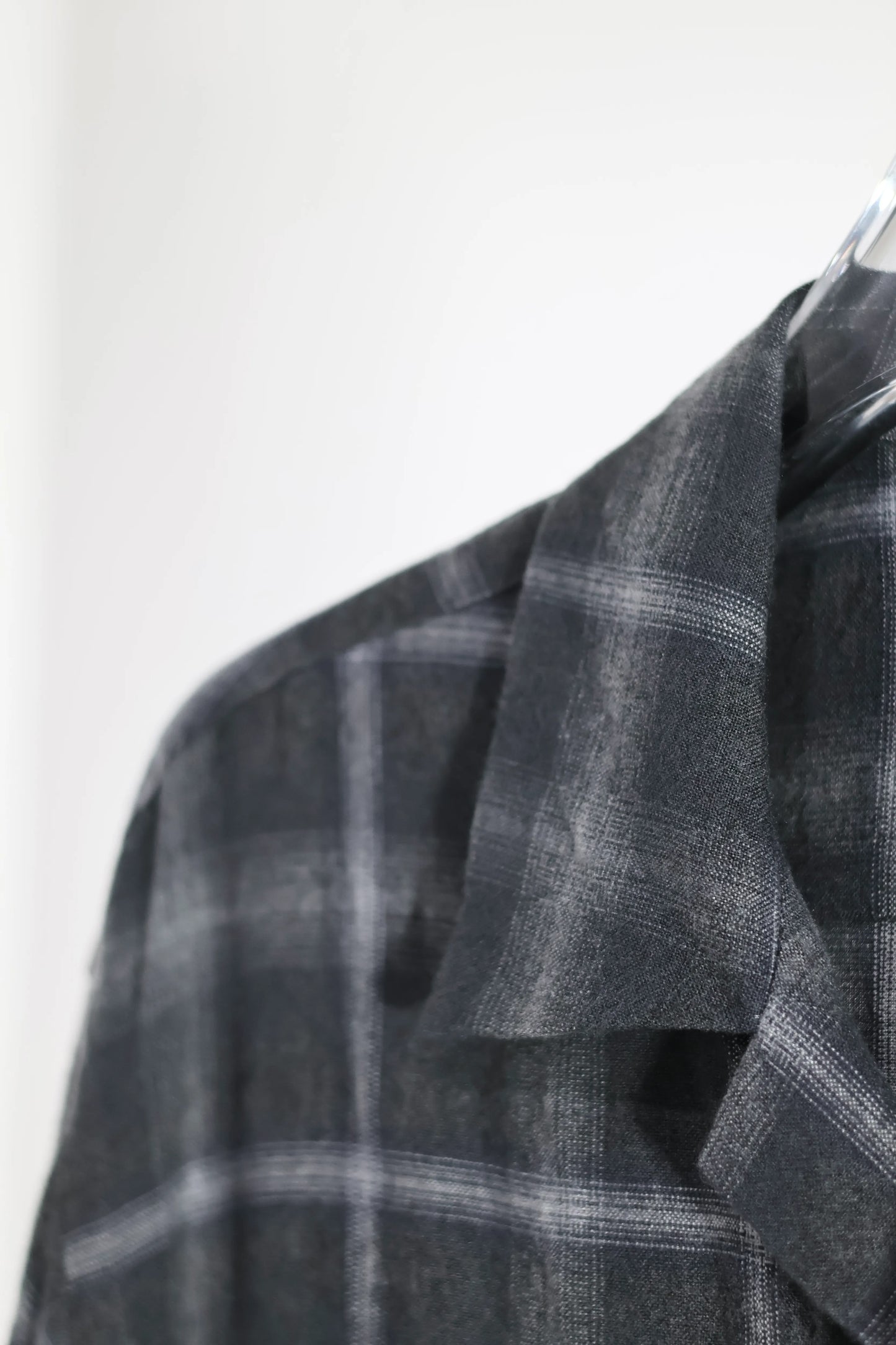 YLÈVE - BRUSHED RAYON CHECK OPEN/COLLAR SHIRT - GREY