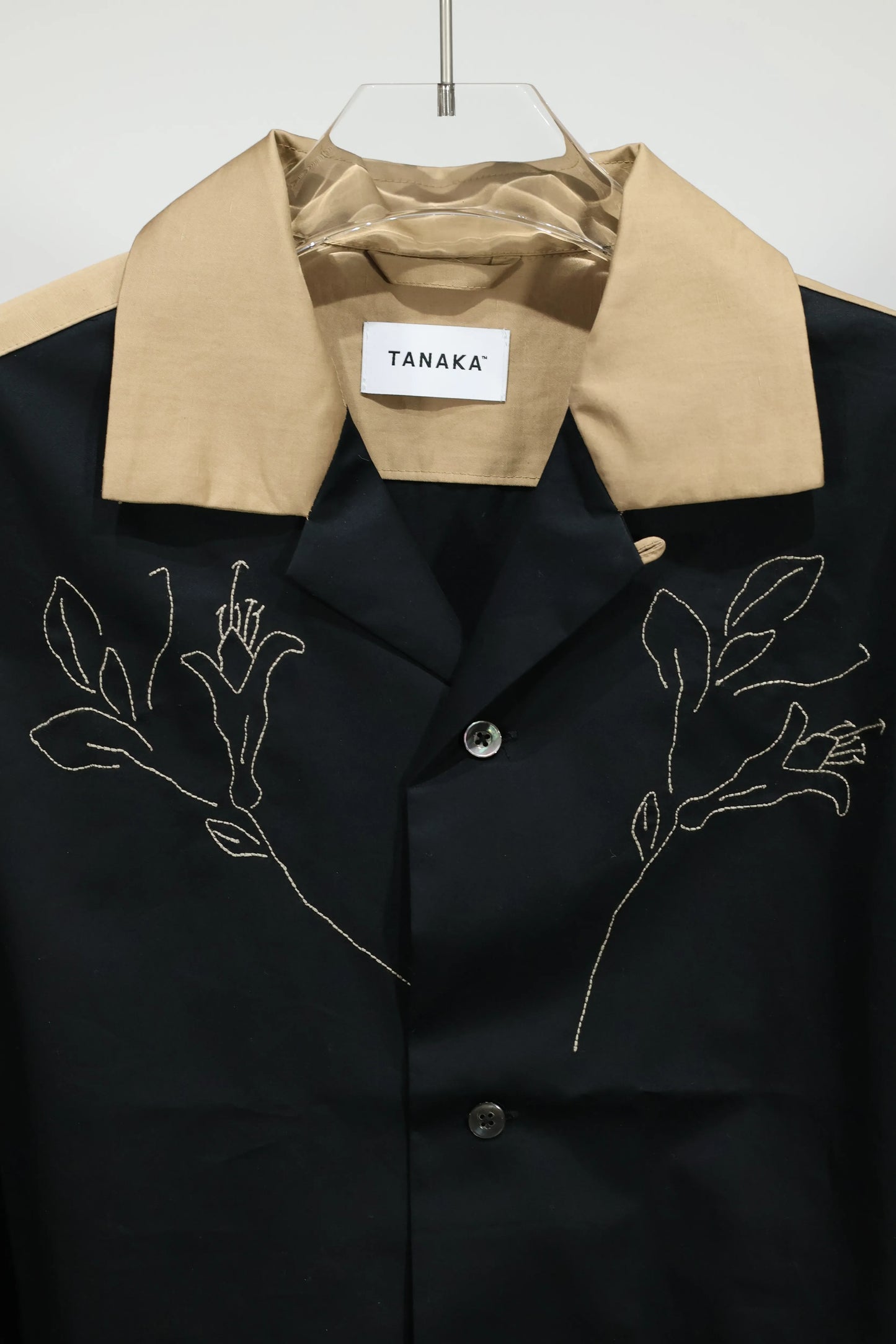 TANAKA - BOWLING SHIRT - BLACK(EMBROIDERY)