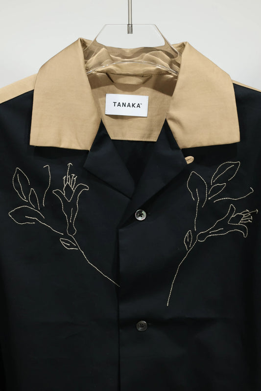 TANAKA - BOWLING SHIRT - BLACK(EMBROIDERY)