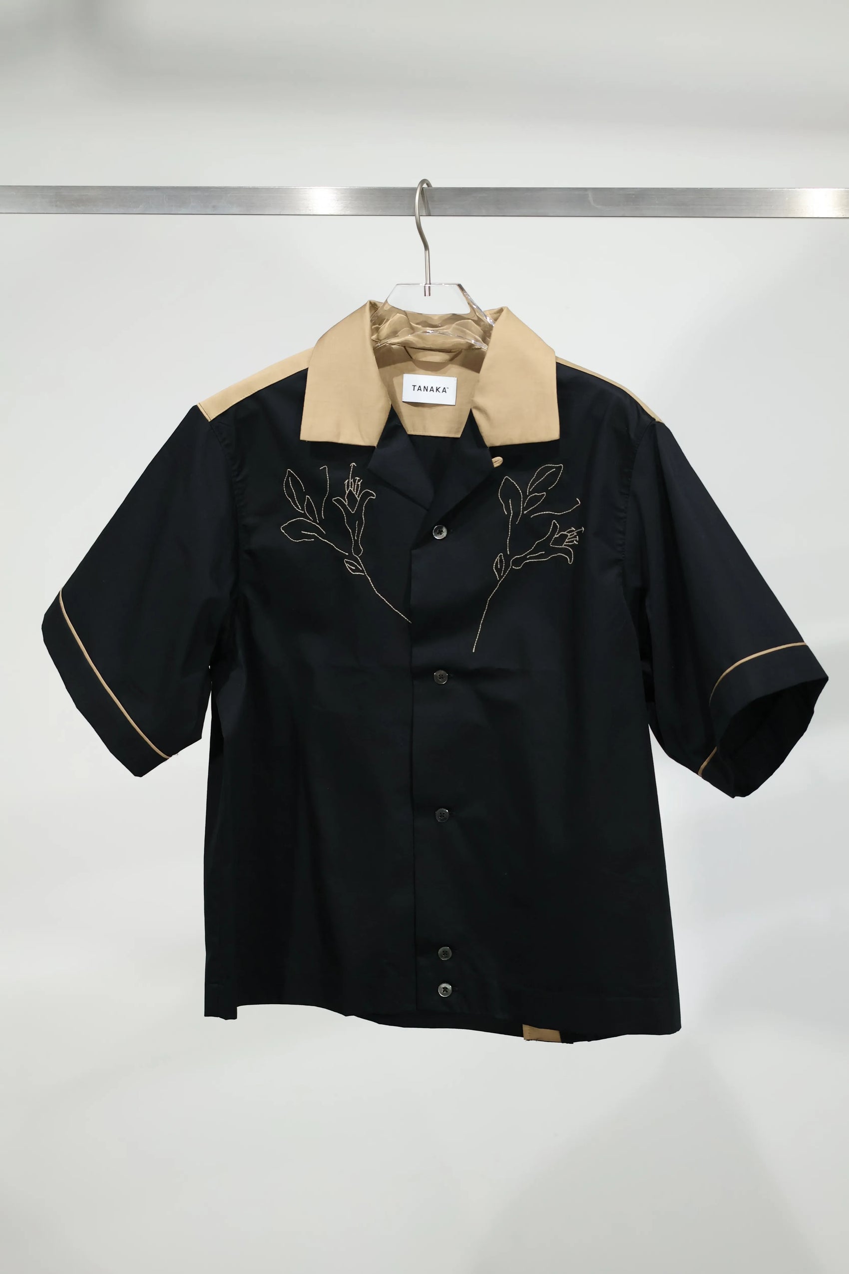TANAKA - BOWLING SHIRT - BLACK(EMBROIDERY)