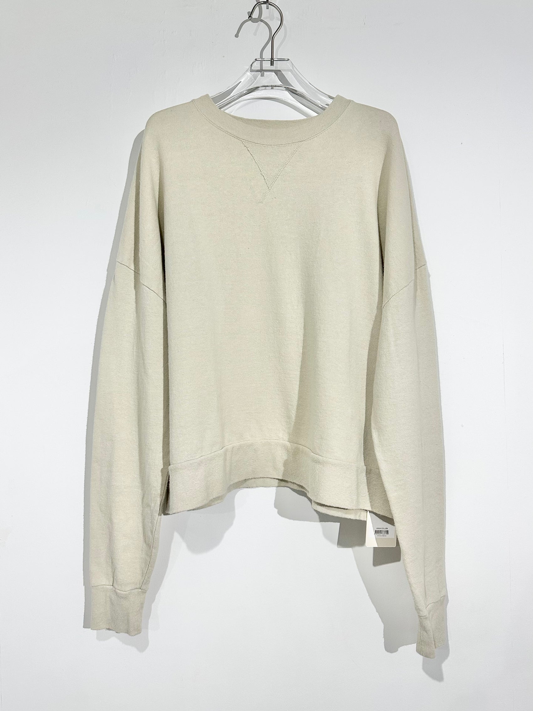 INSCRIRE Cotton Linen Crew Sweat Shirt - CREAM