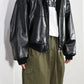 INSCRIRE - Leather Zip Up Hoodie - BLACK