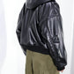 INSCRIRE - Leather Zip Up Hoodie - BLACK