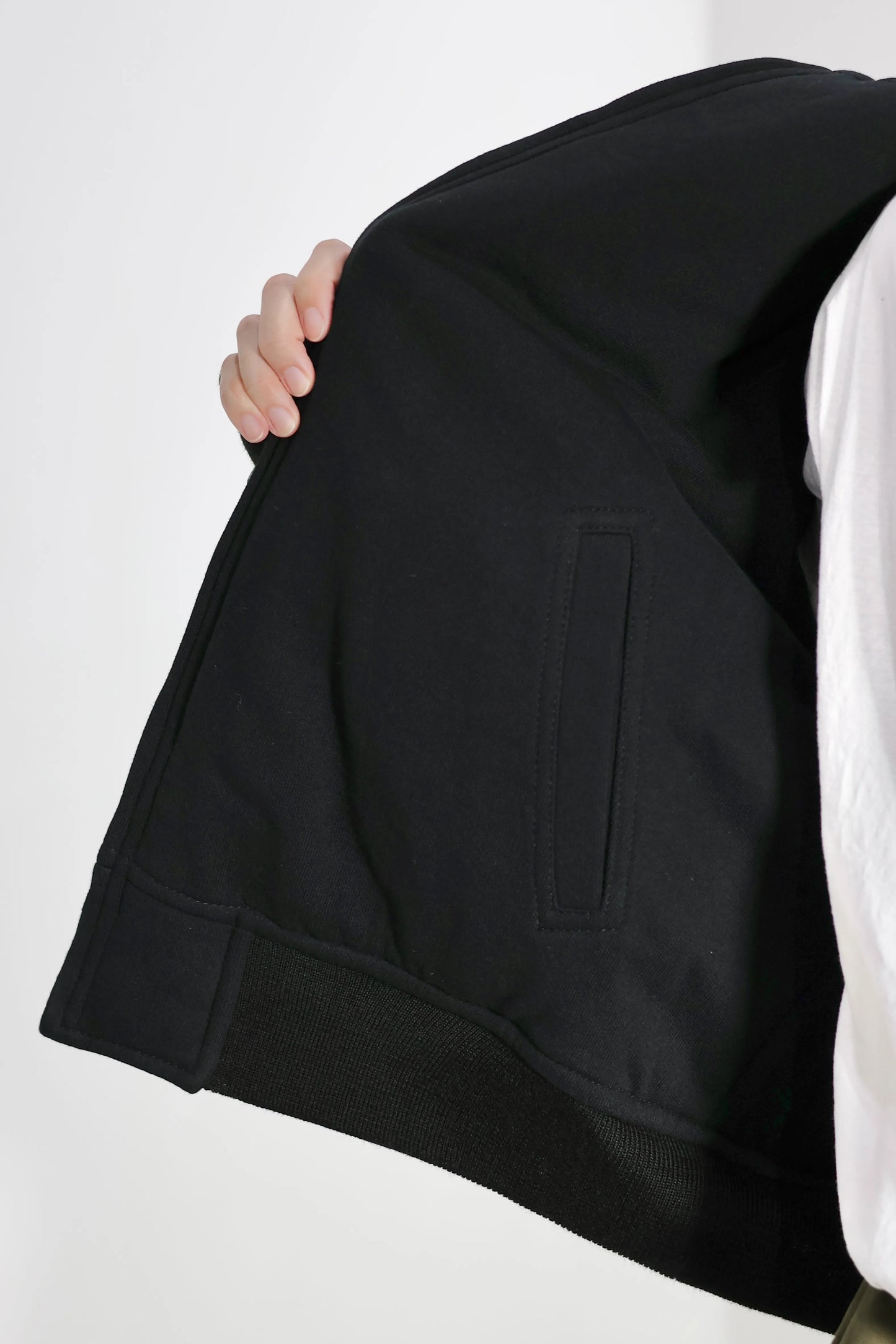 INSCRIRE - Leather Zip Up Hoodie - BLACK