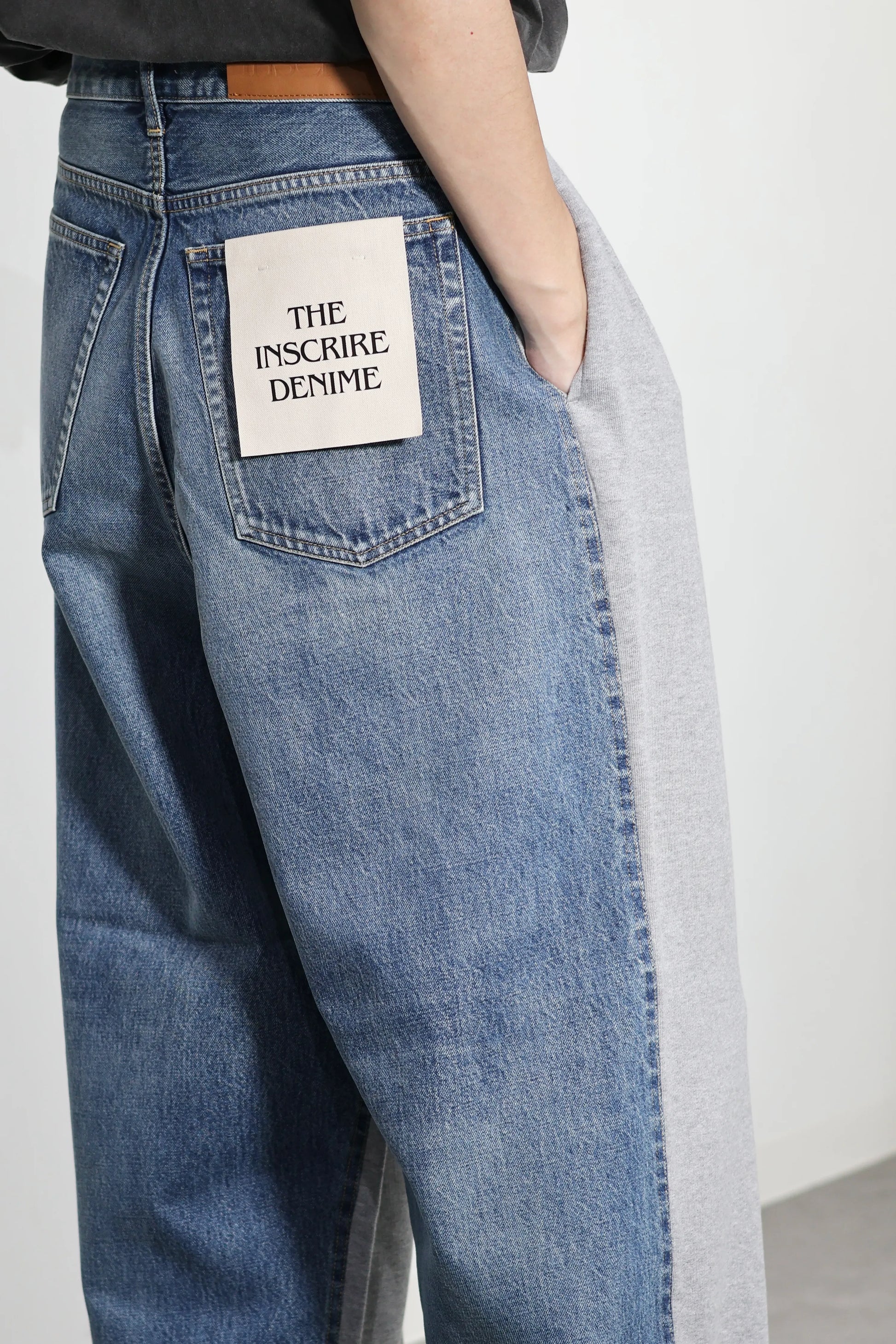 INSCRIRE - Hybrid Sweat Denim Pants - BLUE USED × LT.GREY – un INSCRIRE - Hybrid Sweat Denim Pants - BLUE USED × LT.GREY – un