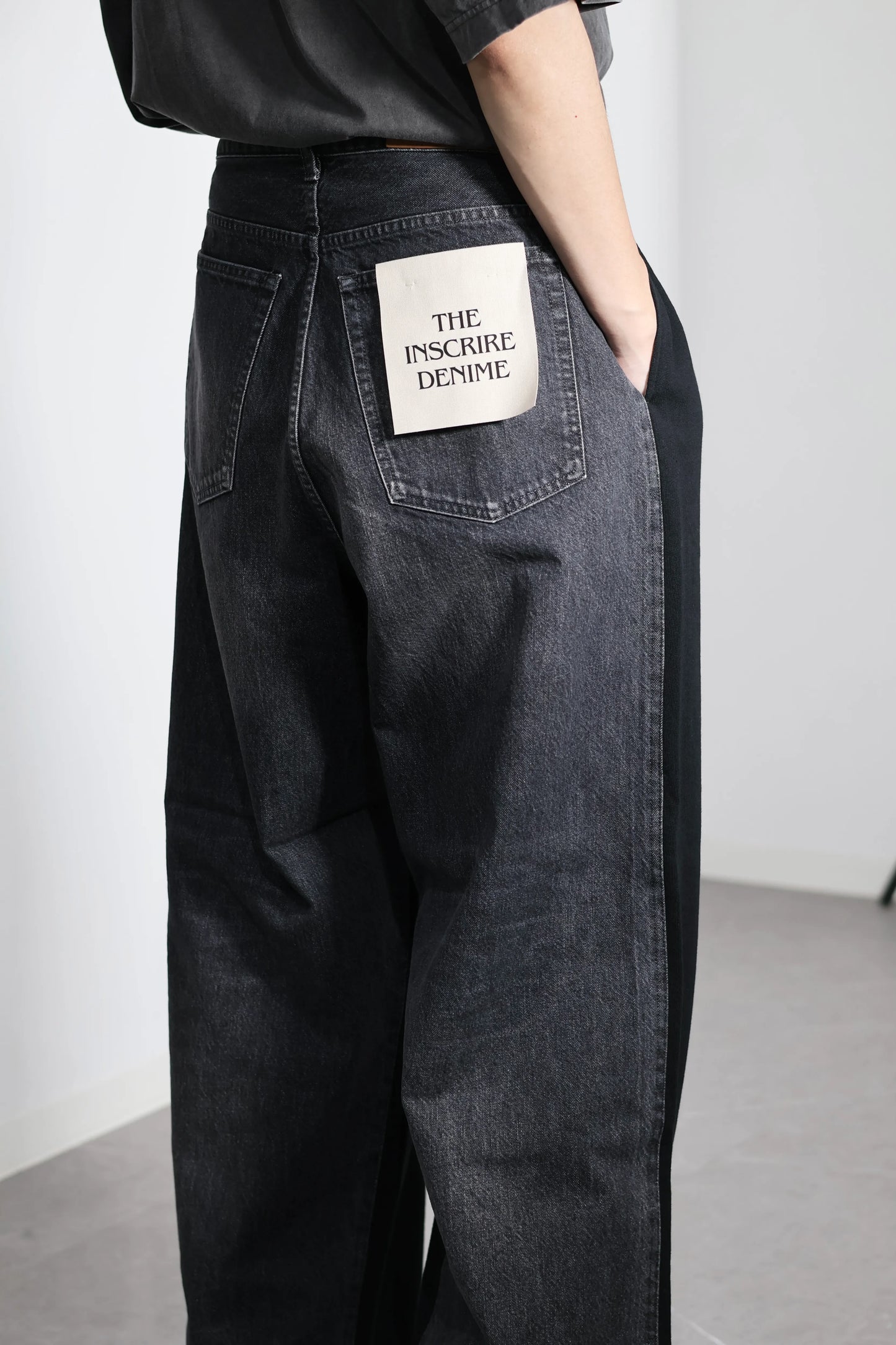 INSCRIRE - Hybrid Sweat Denim Pants - BLACK × BLACK
