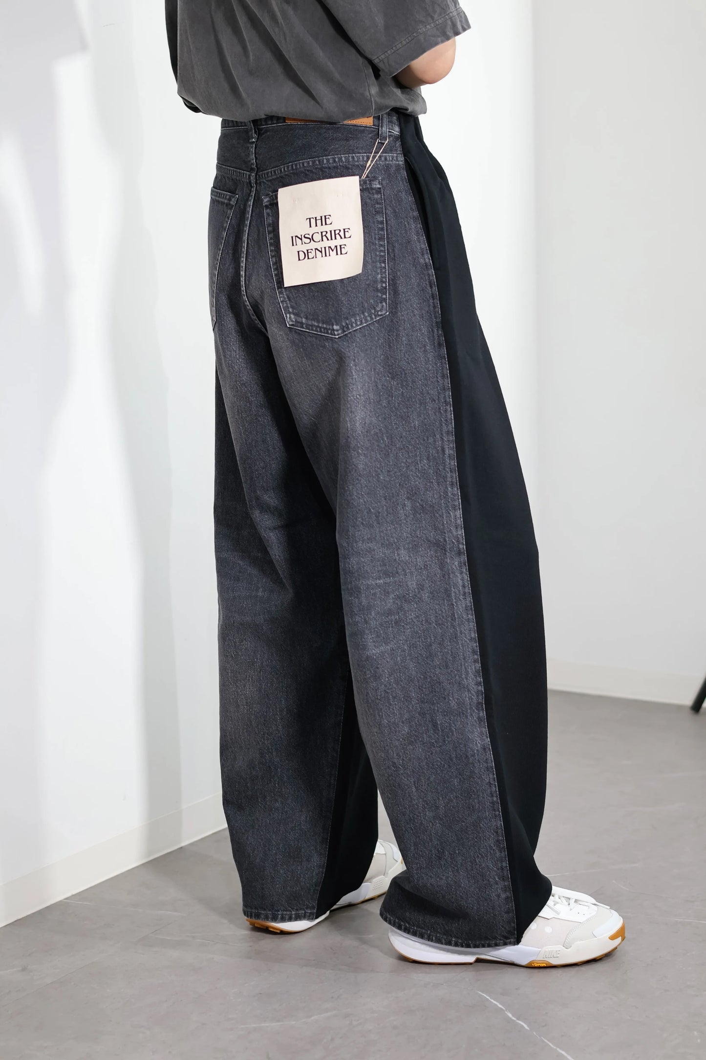 INSCRIRE - Hybrid Sweat Denim Pants - BLACK × BLACK