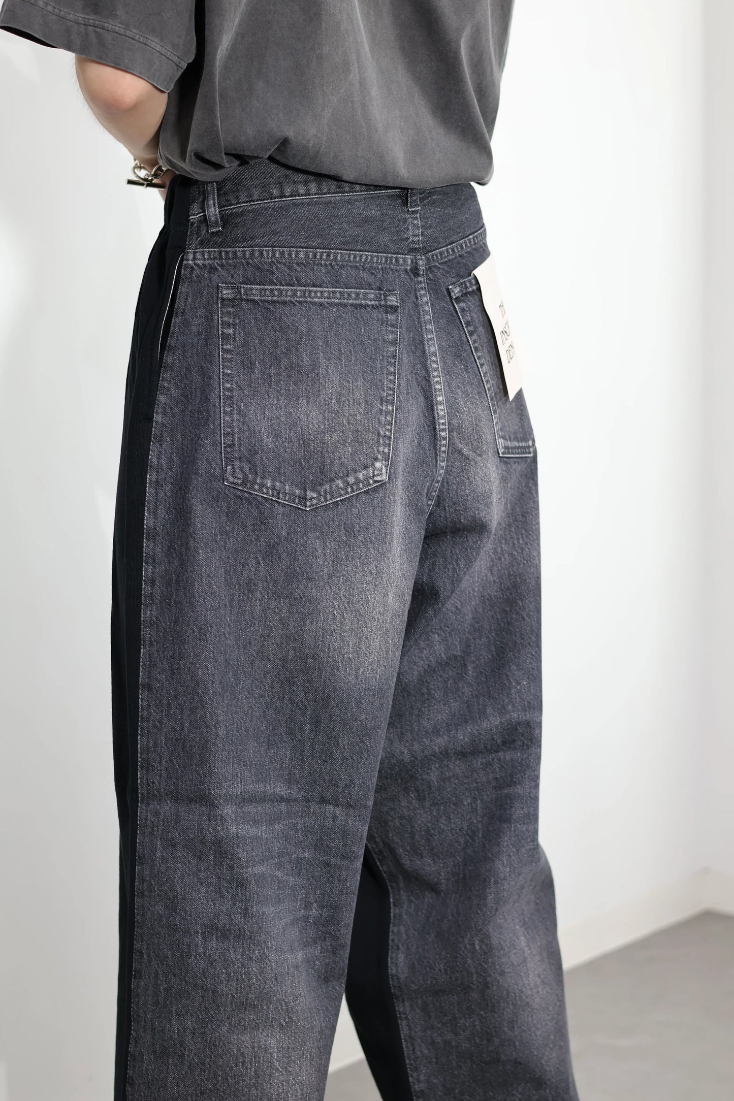 INSCRIRE - Hybrid Sweat Denim Pants - BLACK × BLACK