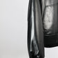 INSCRIRE - Leather Zip Up Hoodie - BLACK